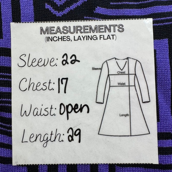 Ming Wang Knit‎ Cardigan Small S Purple Black Geometric Print Duster Open Front - Picture 7 of 7